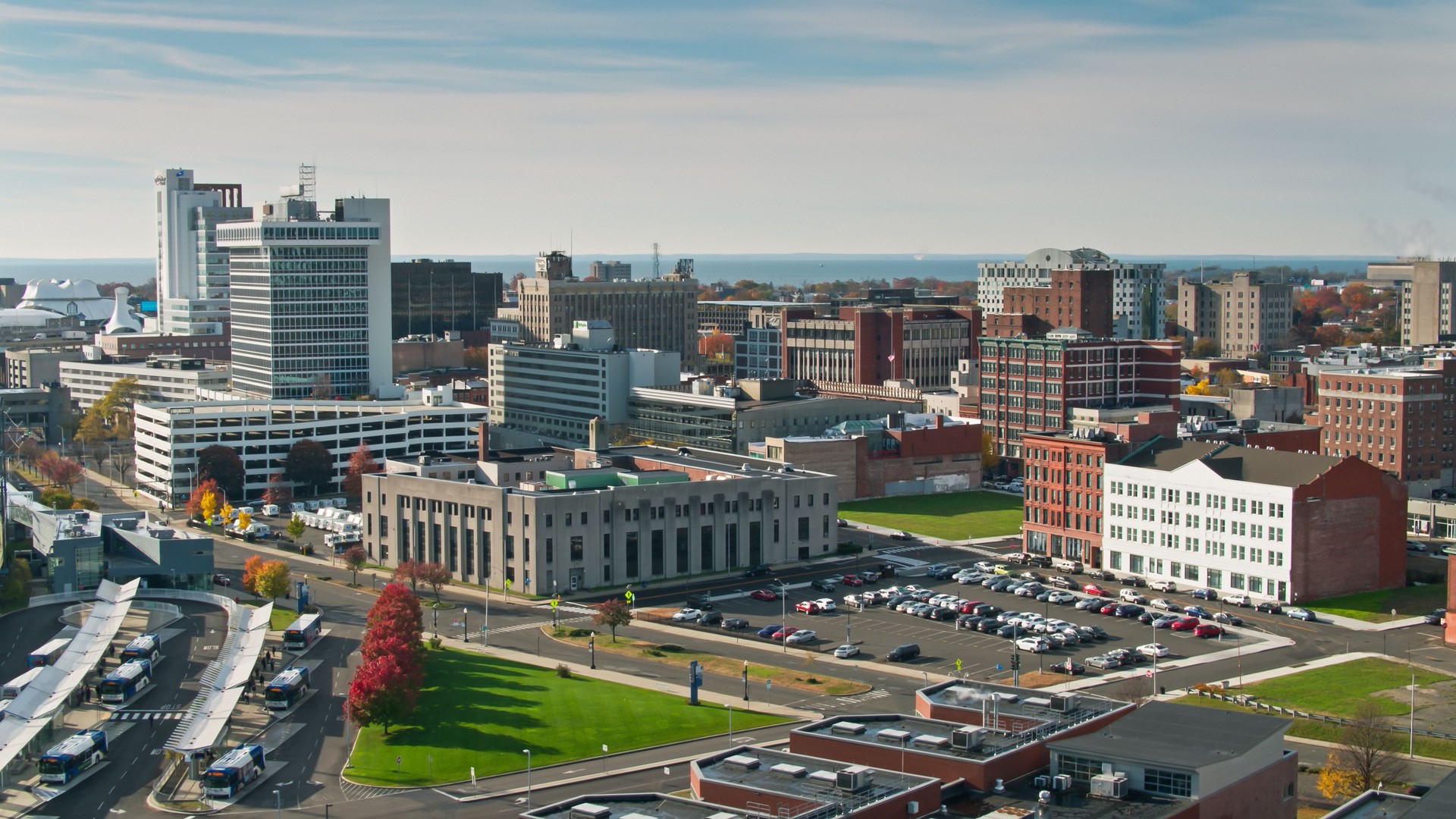 Aerial View of Downtown Bridgeport, Connecticut